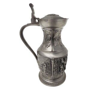 VTG Germany SKS ZINN 95% Weinlese Pewter Pitcher with Lid Carafe Wine Harvest